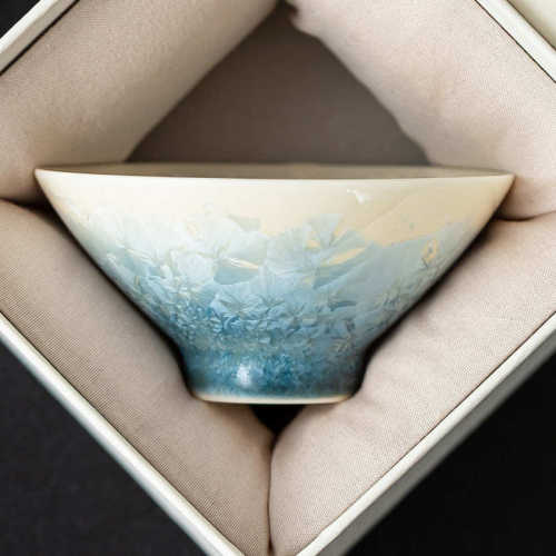结晶釉高档主人杯单杯湖绿斗笠杯陶瓷茶杯喝茶专用杯品茗杯子