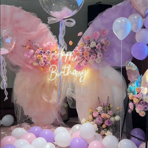 18岁女孩成人礼仪式感装饰品生日派对场景布置网红蝴蝶KT板背景墙