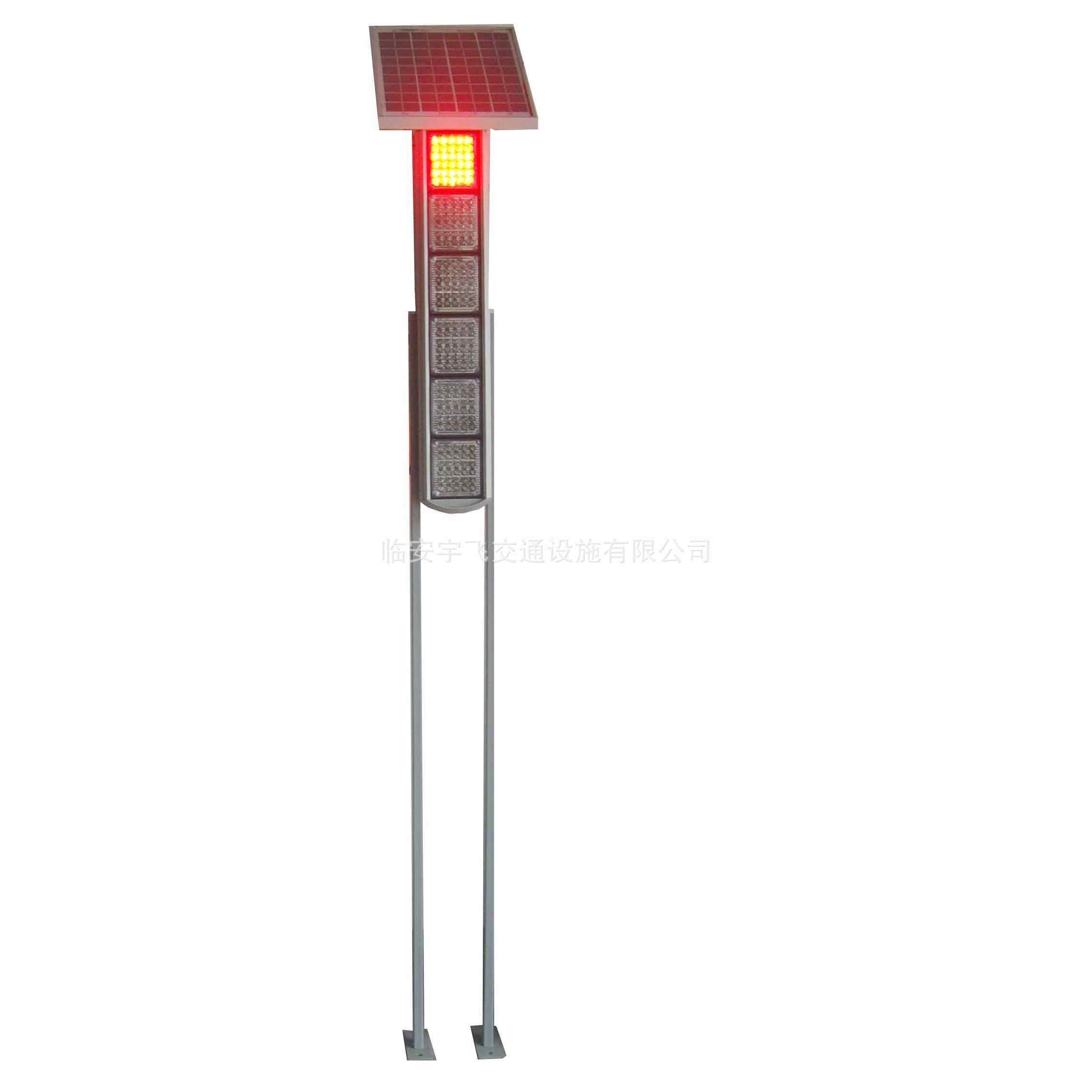 厂家直销立式双面4组太阳能爆闪警示灯带支架 太阳能警示灯