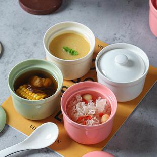 瓦罐炖盅炖罐陶瓷隔水炖家用燕窝专用蒸盅带盖一人份煲汤碗小汤盅