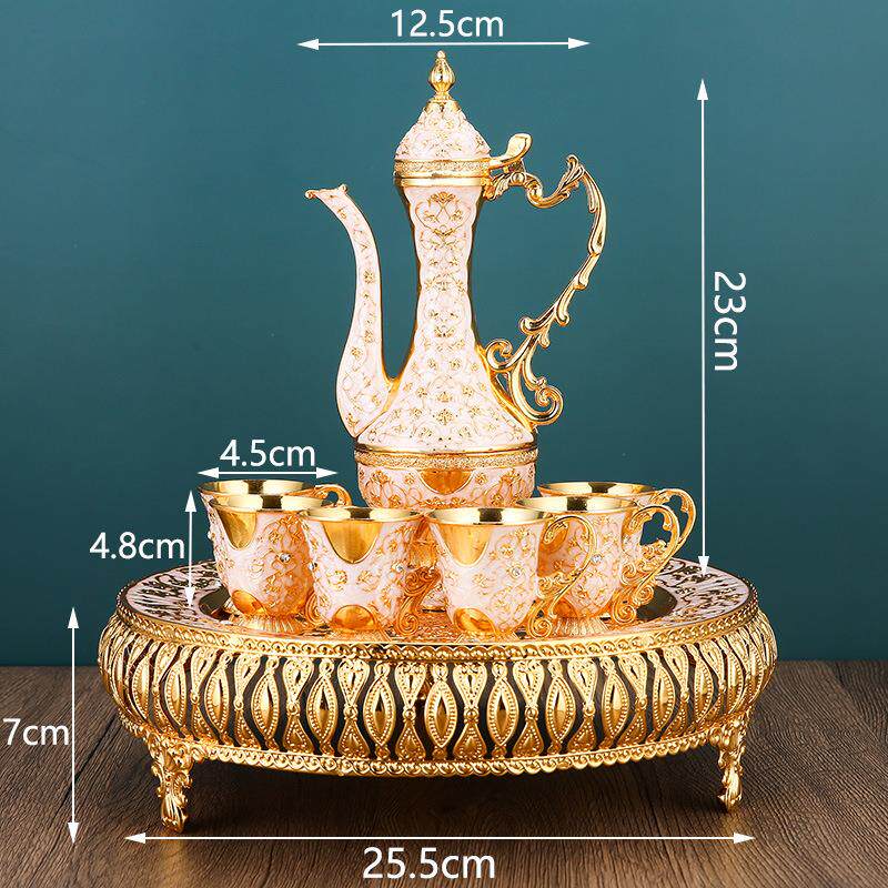 欧式白酒杯创意古酒壶酒具金属白轻奢酒SHF婚庆敬酒俄罗复斯杯摆