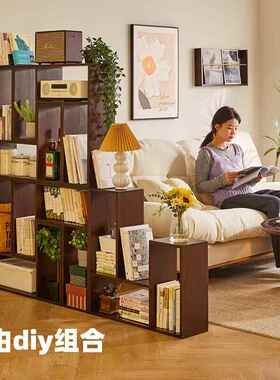 实UCF木书架地书柜自由di落组合柜置物架书转角柜简约电视隔断柜y