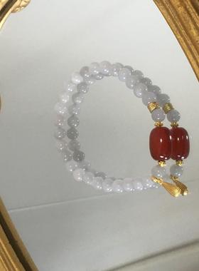 和田玉手串女羊脂白玉水晶翡翠玉石晴水散珠子绿松石手镯南红手链