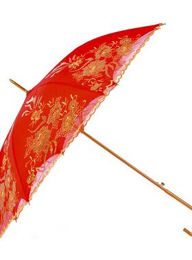 伞新娘伞长柄遮阳伞蕾丝花雨伞边QVJ双层花花开富贵绣婚庆用品