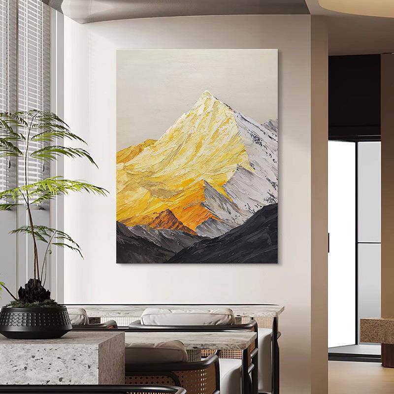 大芬村纯手绘油画背靠金山装饰画现代简约客厅走廊玄关大幅壁画挂