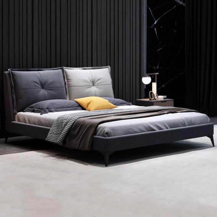 意式羽绒布艺床现代简约科技布双人床1.5米1.8北欧主卧可拆洗婚