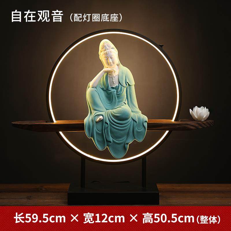 高档东方泥 陶瓷在观音佛像摆件 土居禅意客厅办公室茶室中式装家