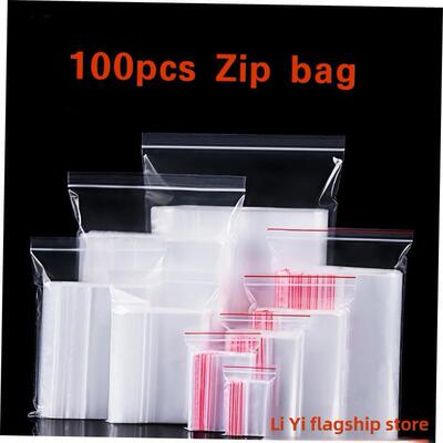 100pcs Zip Lock Plastic Bags Reclosable Clear Storage Bag