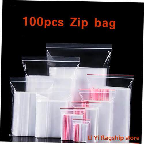 100pcs Zip Lock Plastic Bags Reclosable Clear Storage Bag