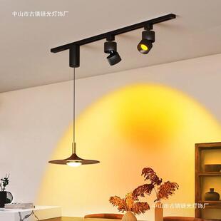 中古风餐厅吊灯射灯一体护眼家用餐桌吧台岛台双头茶室长条吊线灯