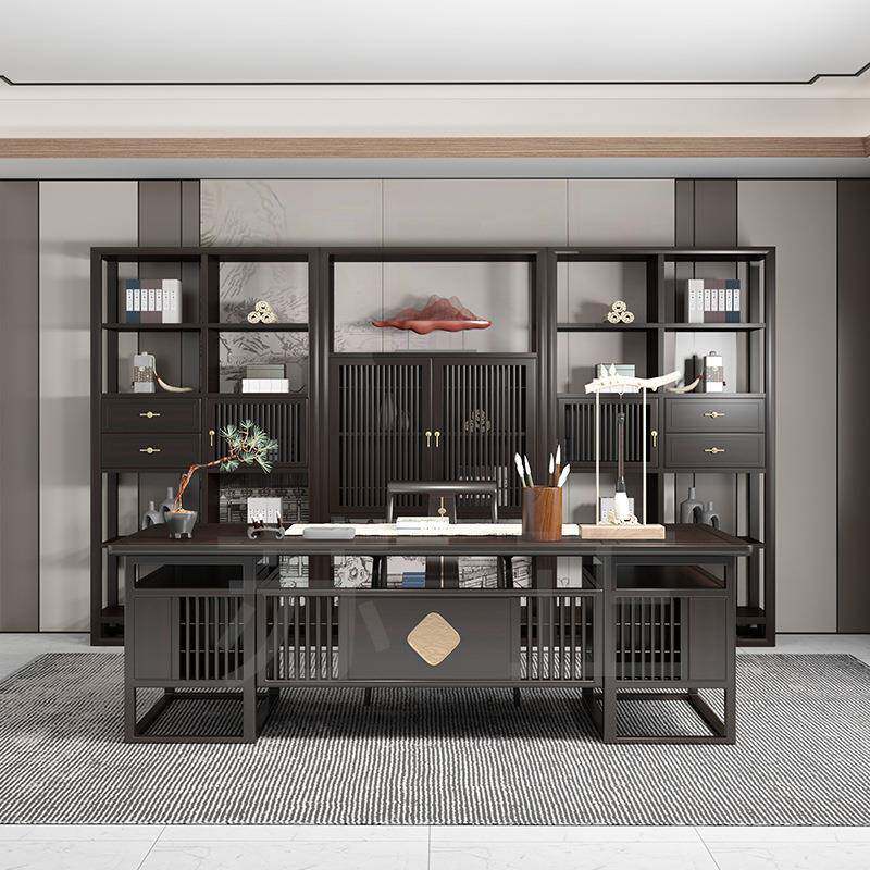 新中式实木书桌椅组合现代简约书房老板桌办公桌总裁董事长大班台