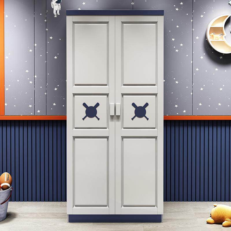 儿童实木衣柜套房衣橱地中海2门小孩房间卧室储物柜子男孩女孩