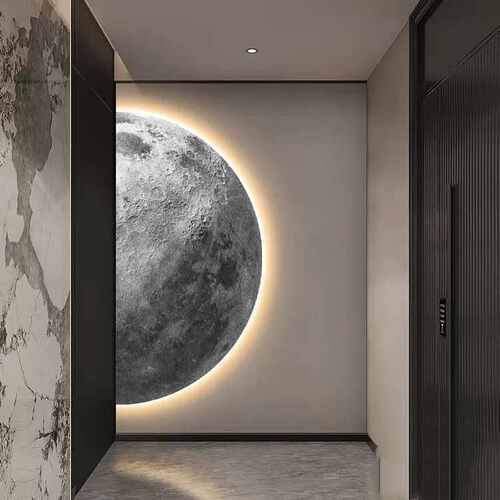 星球走廊装饰画壁画尽头过道挂画玄关氛围led灯背景卧室月球墙上