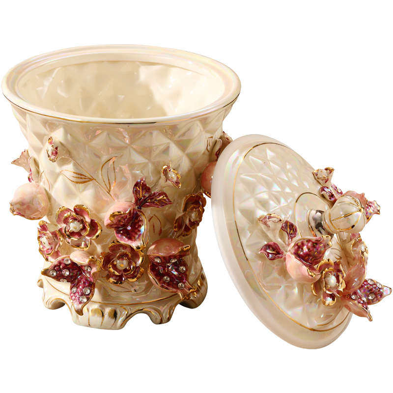 RI0T欧式陶瓷垃圾桶家用大号美式复古客厅厨房卫生间卧室收纳桶筒,家庭/个人清洁工具,垃圾桶,淘宝优惠券,粉丝福利购,淘宝优惠卷