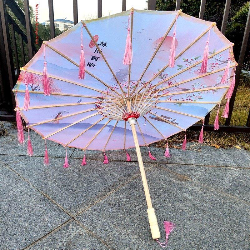 杭州西湖古风流苏伞油纸伞汉代摄影服装伞装饰道具儿童舞蹈走秀伞
