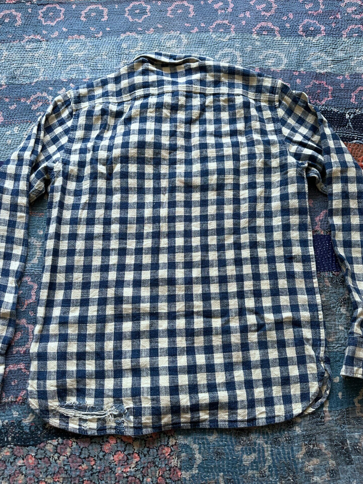 RRL Distressed Check Workwear Shirt — front