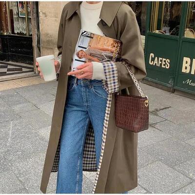 Women's lapel windbreaker jacket workwear style