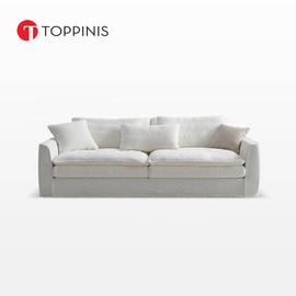 Toppinis/2022三人位棉麻沙发客厅小户型奶油风直排布艺沙发