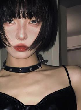 小蜗牛一刀切假发短发女全头套黑色直发齐浏海波波bobo学生头发型