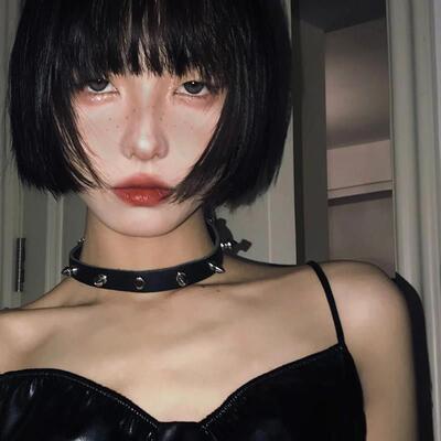 小蜗牛一刀切假发短发女全头套黑色直发齐浏海波波bobo学生头发型