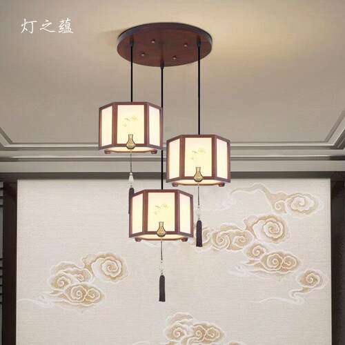 新中式挑空loft公寓楼梯间吊转灯复478式楼别墅中空长创意简约旋