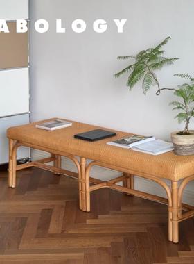 LABOLOGYHOME｜“一一”藤编长凳餐凳床尾凳阳台长椅北欧中古风