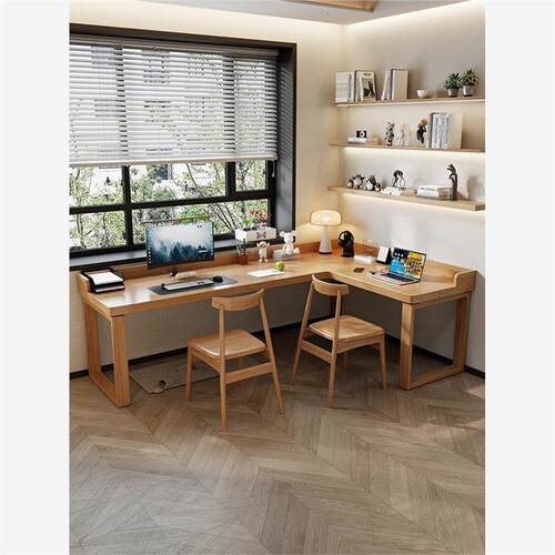 实木式桌电脑角书113桌卧室转台l型工作台家用7学生学习写字桌简