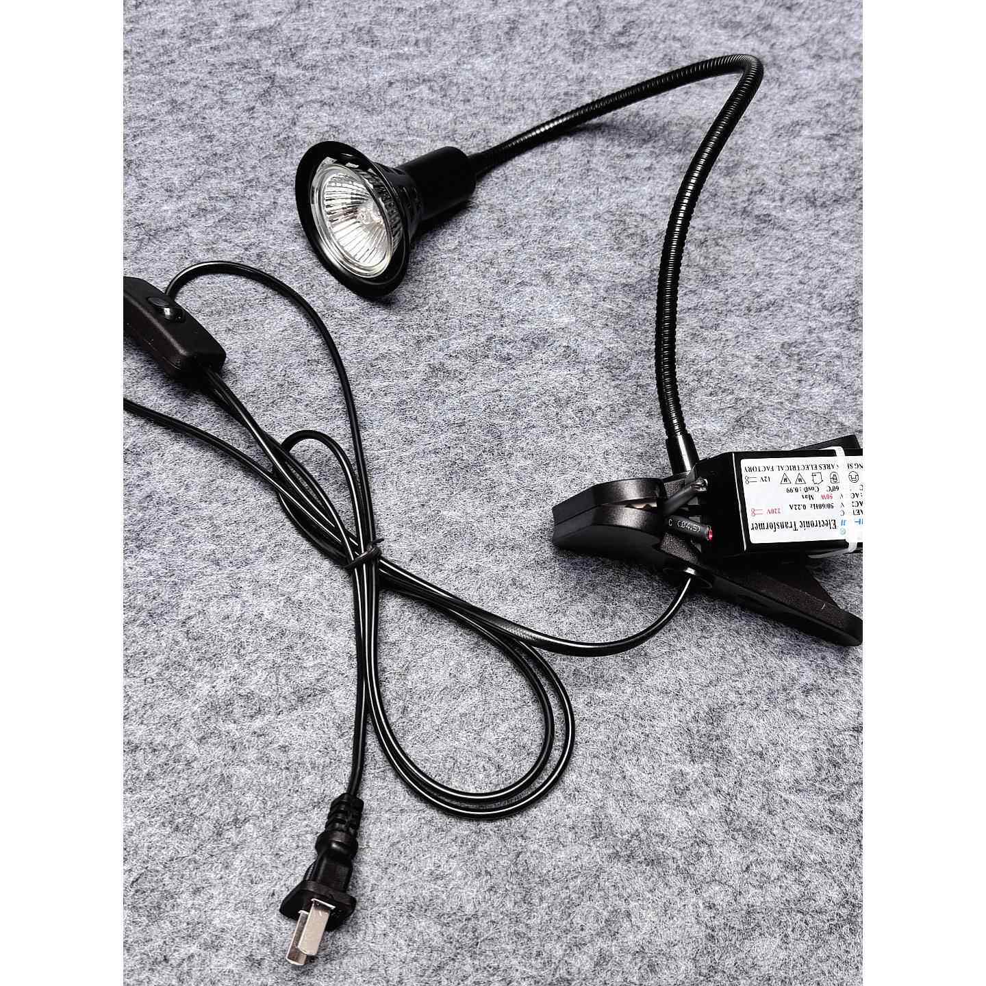 12V50W卤素灯模拟太阳光实验室照明灯具可调亮度万向软管式夹子灯