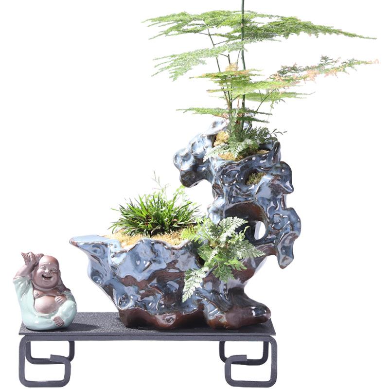 创意个性大号绿植盆景花盆新中式大口径J盆栽陶瓷花盆多肉拼盘花