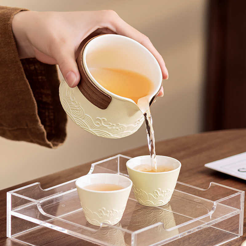 海浪便携旅行茶具小套装茶壶一壶二杯户外泡茶具快客杯公司伴手礼