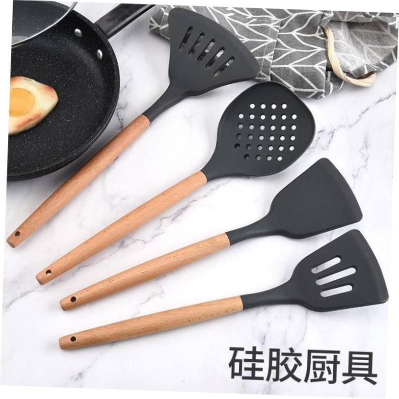Creative silicone spatula wooden handle non-stick pot spatul