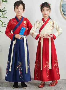 儿童汉代，男孩中国传统校服，女孩春秋服装，棉袄，小学生三字经