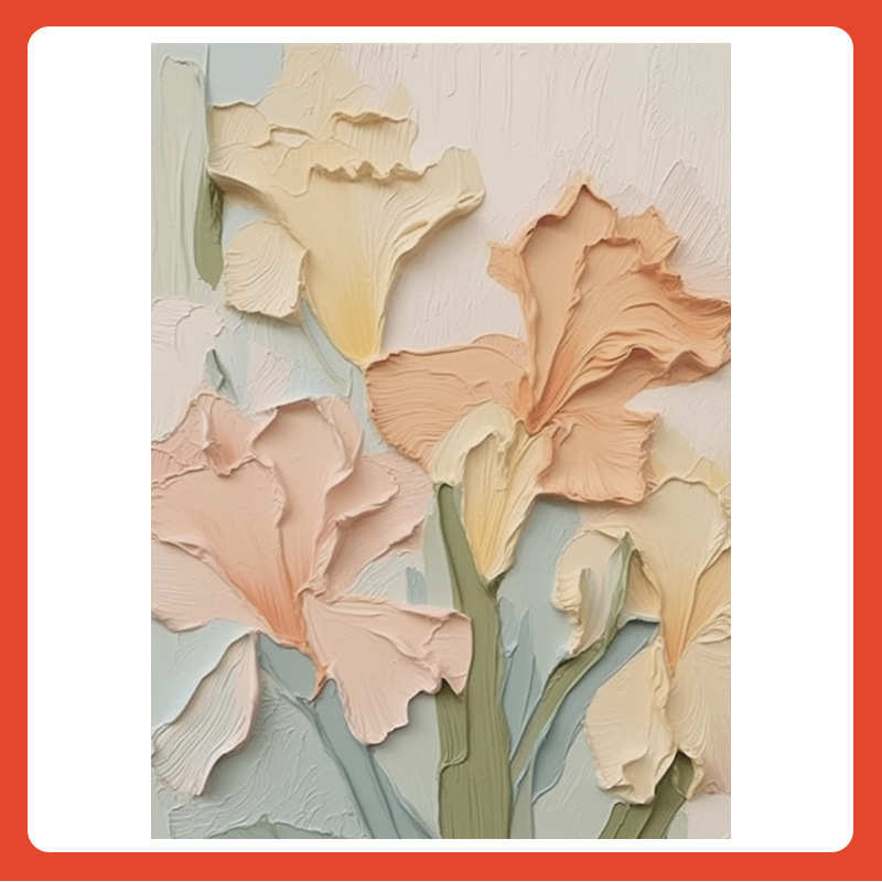 纯手绘油画 花好月圆现代简约餐厅花卉肌理画手工立体 客厅装饰画图片