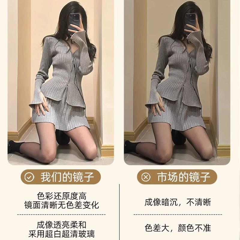 波浪挂网红无品牌/全镜家用卧室壁式试衣镜客厅卧室奶油身风衣穿