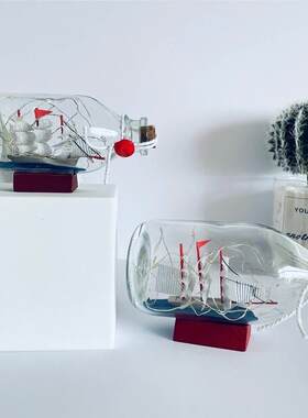 瓶中船黑珍珠号帆船玻璃瓶水晶摆饰手工礼品瓶子里的船许愿瓶摆件
