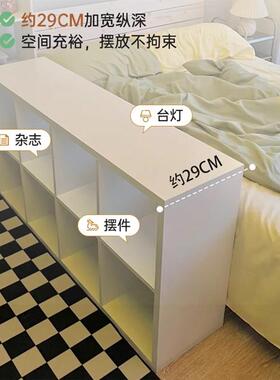 书架一体靠半墙落置物架家室用简易卧自由组HIH合地格子柜包围床