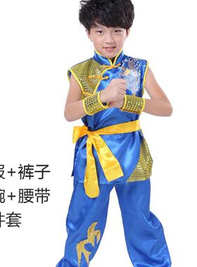 正品儿童武表服儿园舞龙舞狮幼打鼓 六一节中国风演 众术人划桨开
