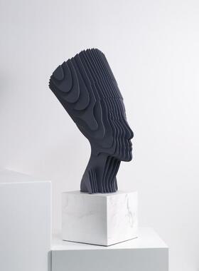 现代简约样板间酒店大堂家居艺术装置人物雕塑大理石金属抽象摆件