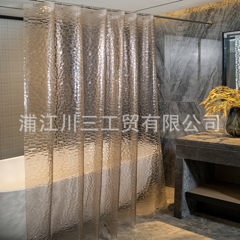 pvc防水浴帘3d浴室帘鹅卵石窗帘卫生间门帘现货