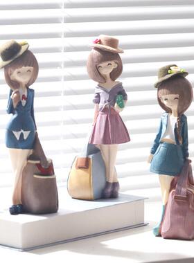 家居家装饰品可爱树脂玩偶现代客厅卧室酒柜小摆件女生日礼物创意