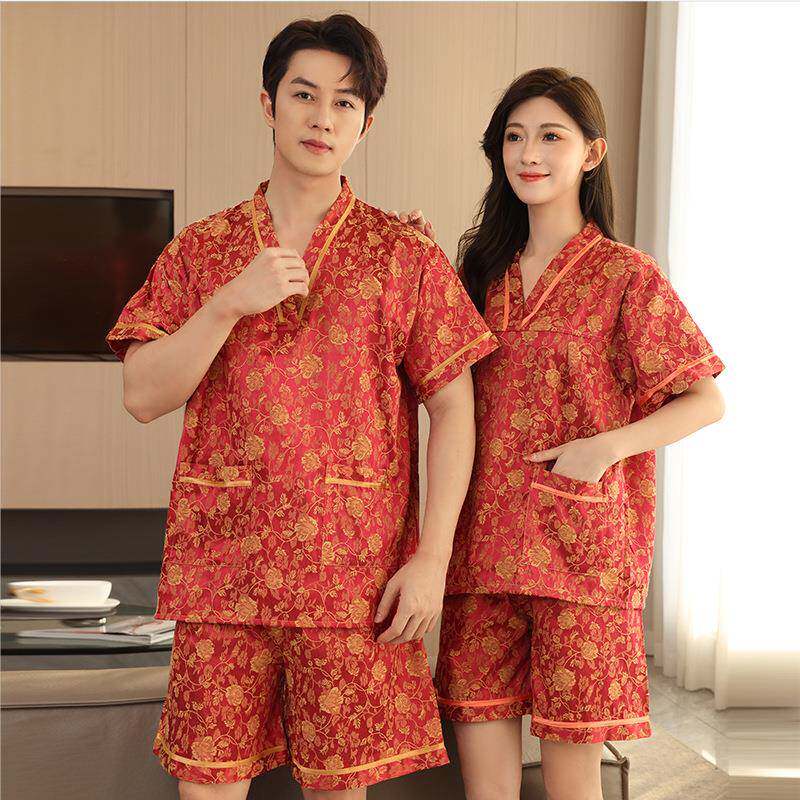棉质汗蒸服套装桑拿洗浴服男女情侣家居服睡衣按摩足疗服刮痧美容