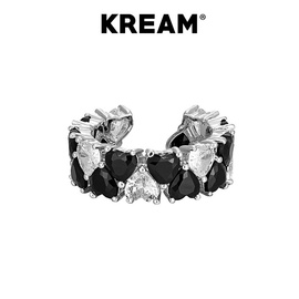 KREAM 满钻爱心开口戒指男嘻哈女同款情侣指环