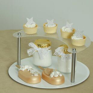 欧式白色甜品台摆件婚礼点心装饰展示架子亚克力下午茶歇冷餐托盘