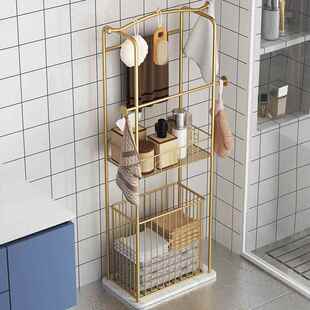 铁艺卫生间浴浴室缸边置物架落地轻衣奢岩板浴巾毛收MKK巾纳架子