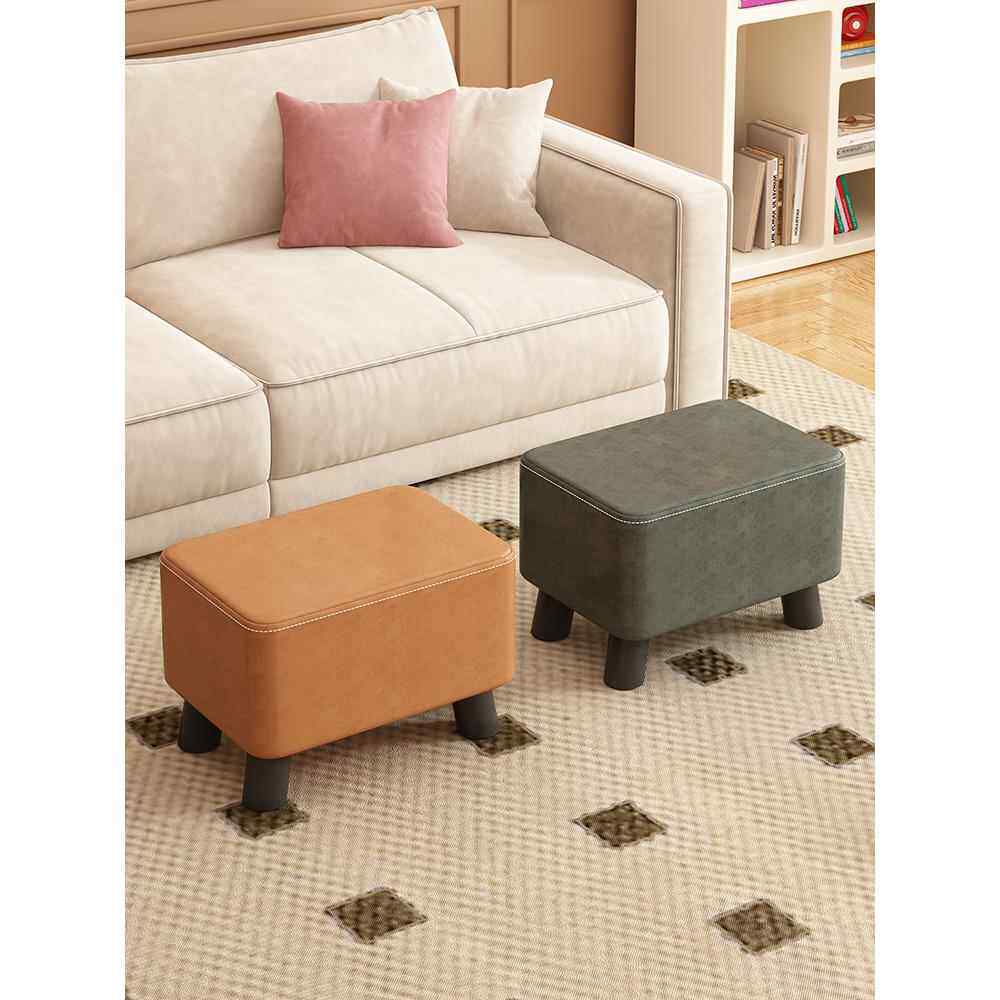 凳子家用矮凳客厅沙发脚踏凳可叠放软包小板凳方形简约门口换鞋凳