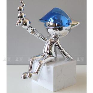 轻奢创饰意面具机器玄处人装样板房售楼酒店大堂NXG关电镀软装品