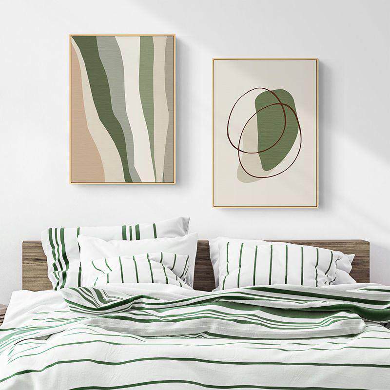 北欧ins原木风客厅装饰画绿色小清新组合沙发背景墙挂画英文壁画