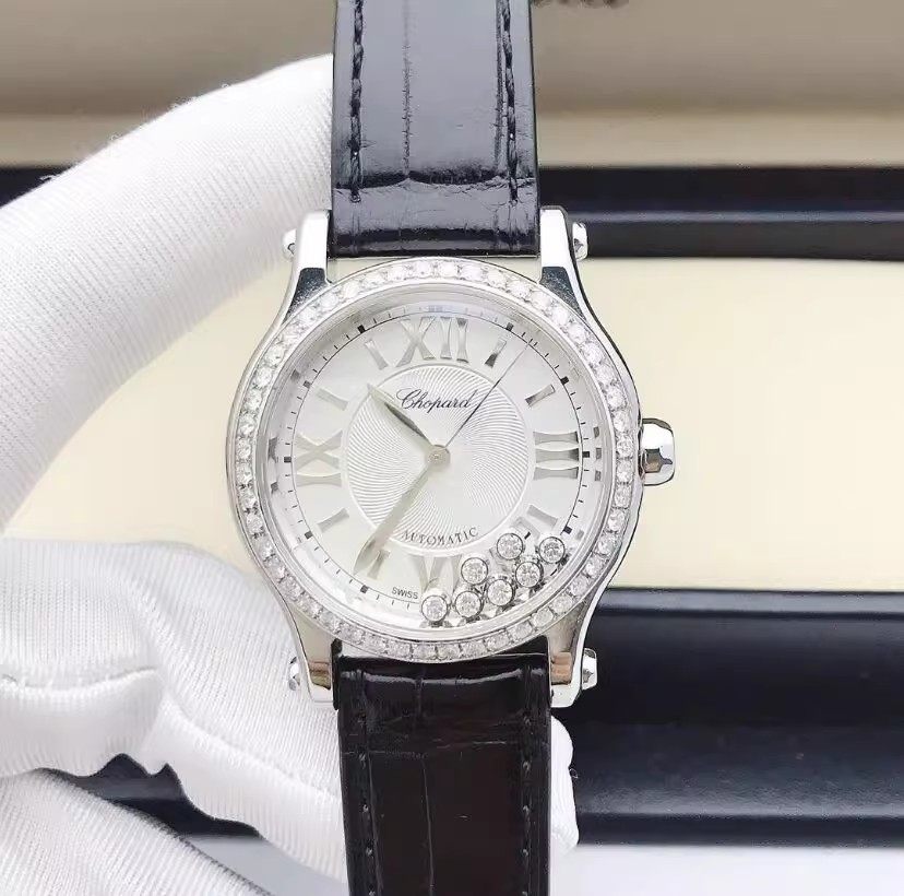 9.8新萧邦快乐钻七钻手表女款大表盘原钻自动机械腕表278559-3003