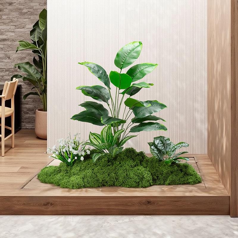 植物造景围挡室内造景装饰小栅栏阳台景观围边彷真绿色植物造景收