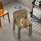 北欧透明亚克力餐椅ins网红咖啡厅靠背椅简约家用靠背椅水晶凳子